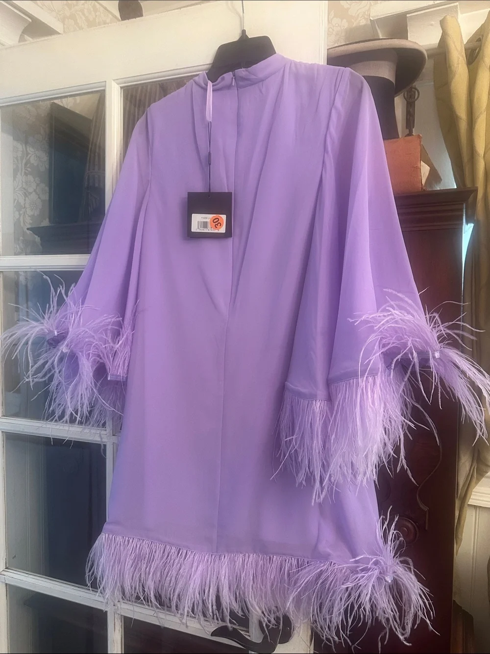 BNWT MAC DUGGAL FEATHER DRESS IN LILAC #11439 - Picture 9 of 9